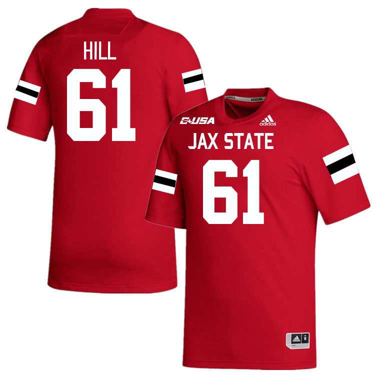 #61 Jaedon Hill Jacksonville State Gamecocks College Football Jerseys Stitched-Red